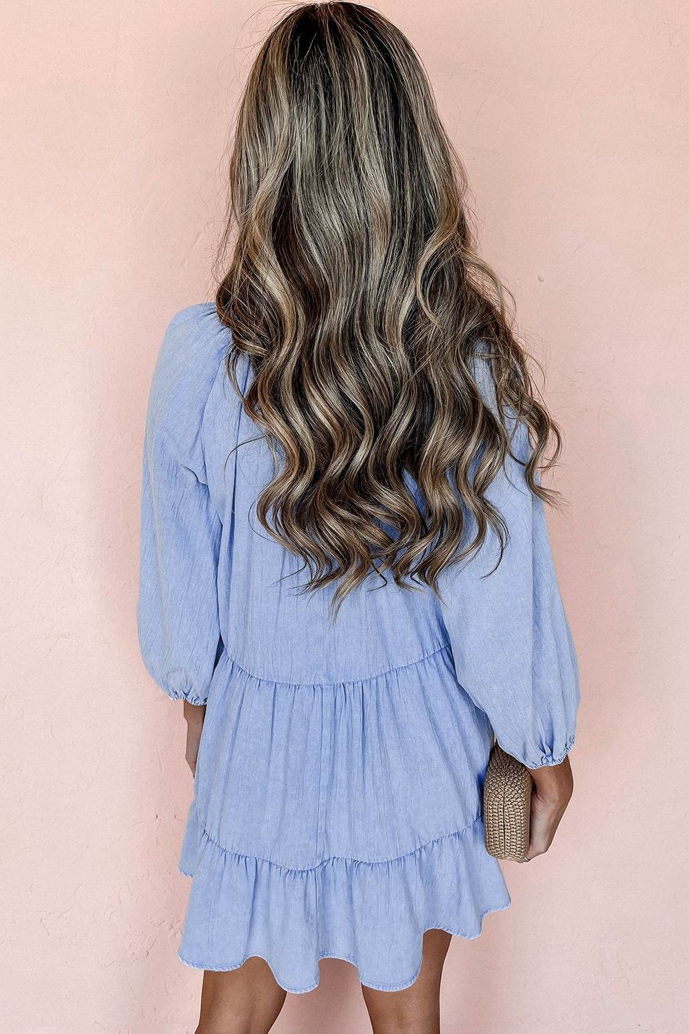 V-Neck Tiered Ruffled Hem Mini Dress - UnLaced Boutique