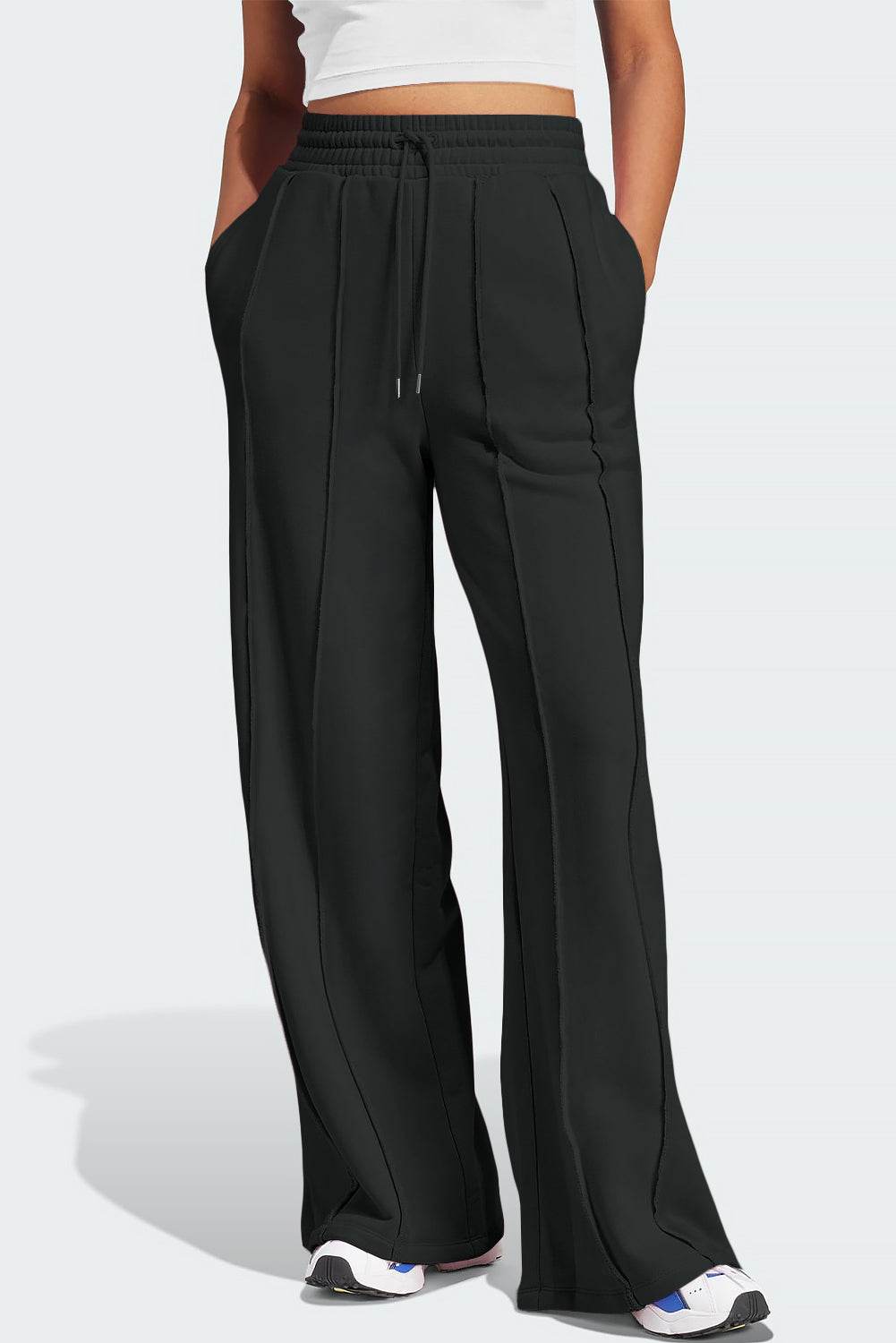 Drawstring Wide Leg Active Pants - UnLaced Boutique