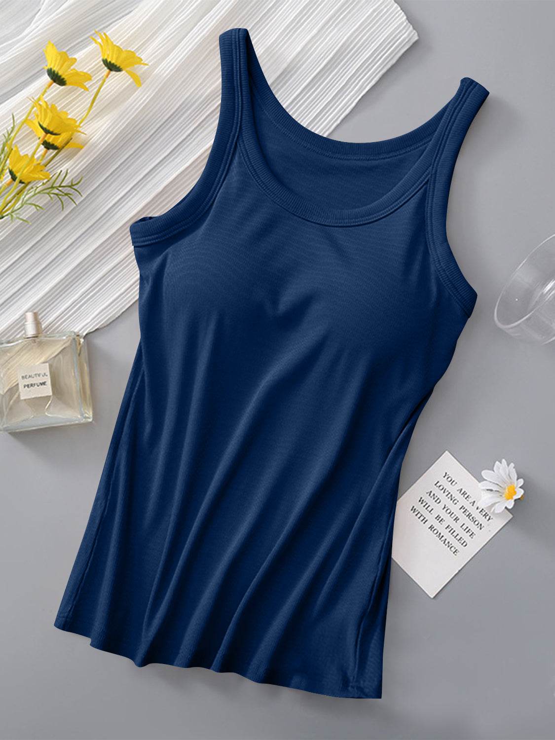Round Neck Tank with Bra - UnLaced Boutique