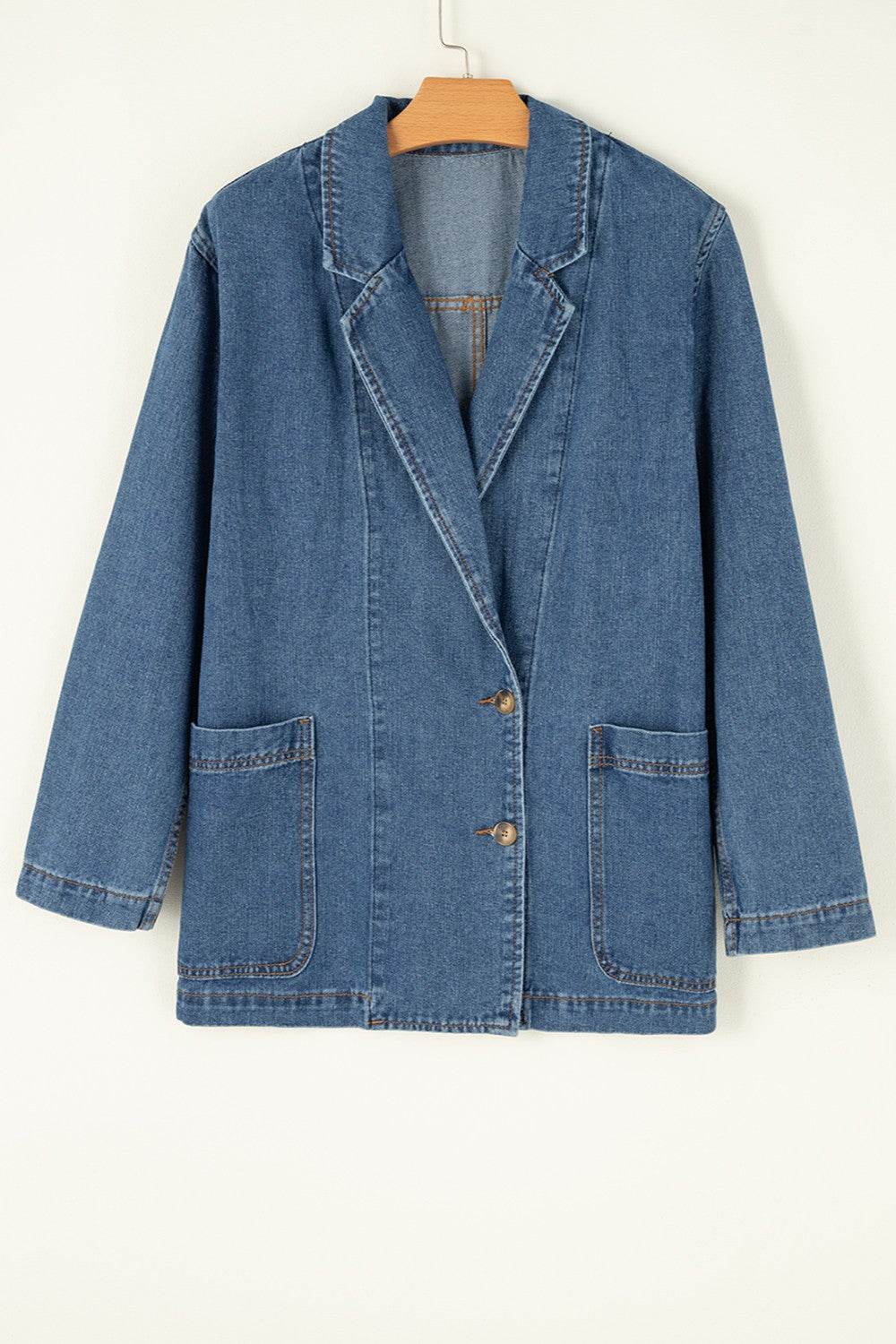 Pocketed Long Sleeve Denim Jacket - UnLaced Boutique