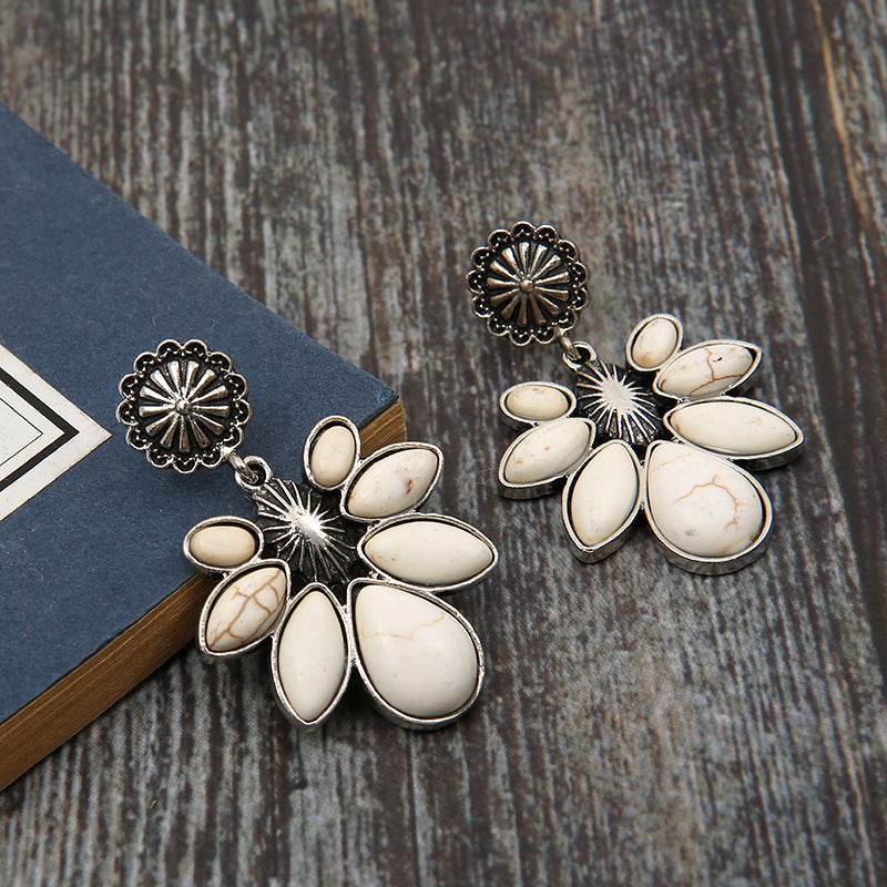Artificial Turquoise Flower Earrings - UnLaced Boutique