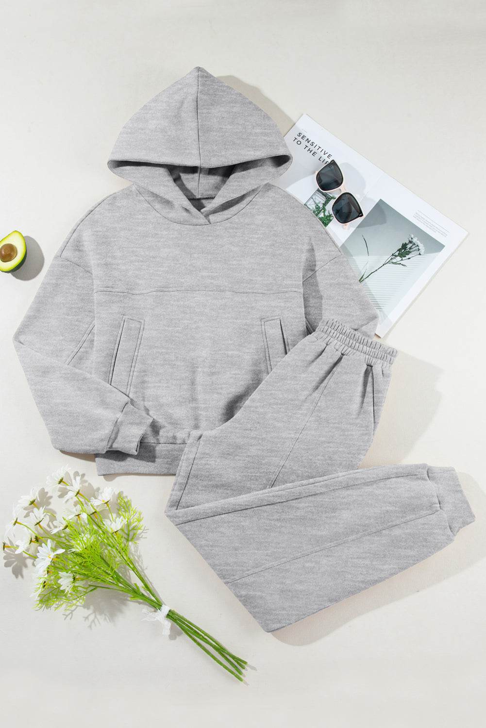 Dropped Shoulder Long Sleeve Hoodie and Pants Active Set - UnLaced Boutique