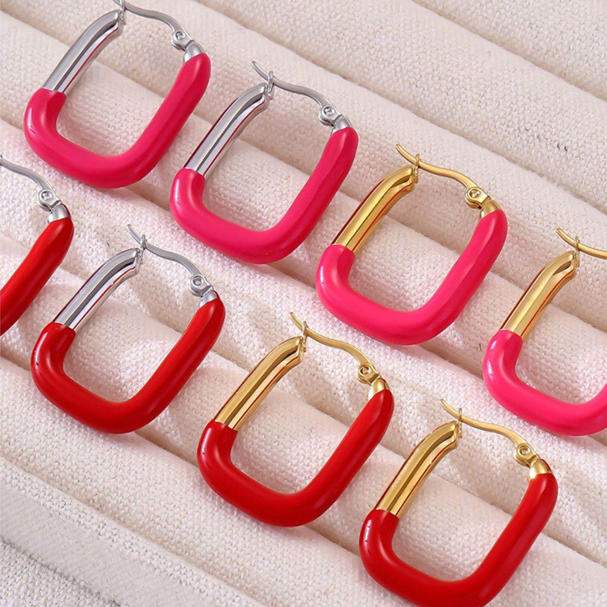 Stainless Steel Drip Oil Contrast Earring - UnLaced Boutique