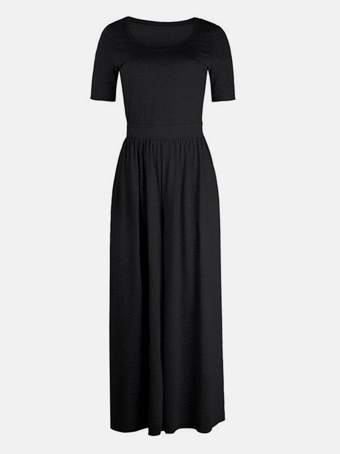 Scoop Neck Short Sleeve Jumpsuit - UnLaced Boutique