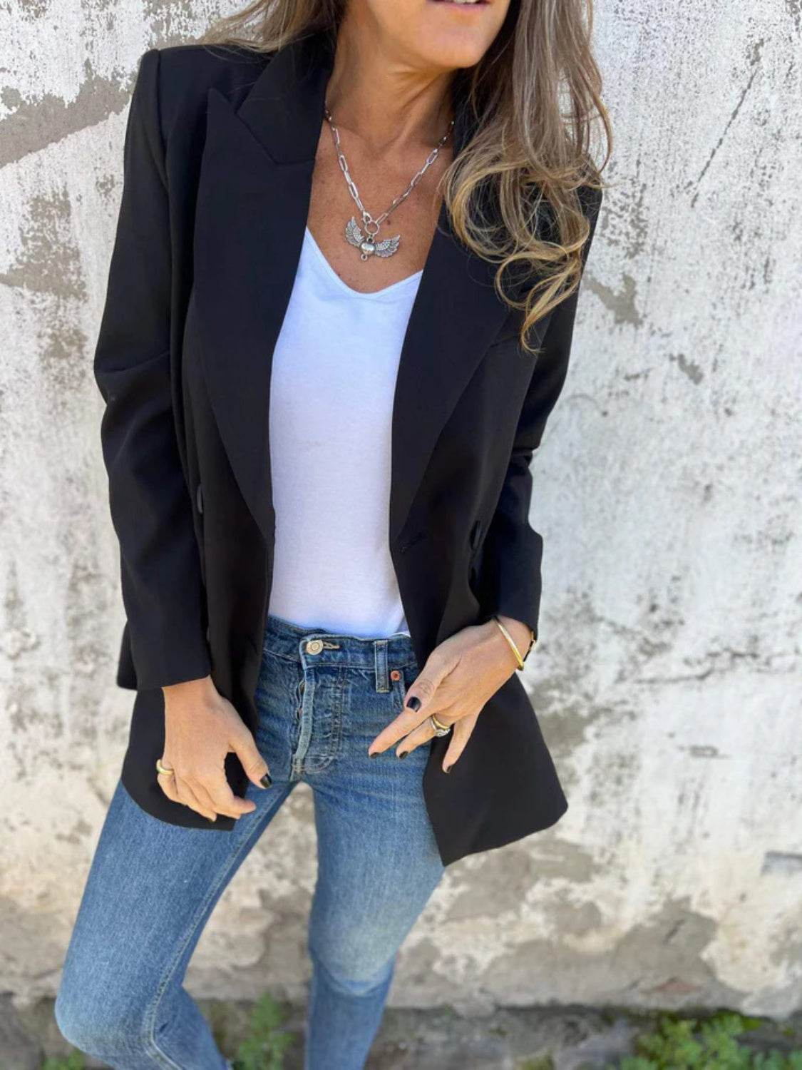 Full Size Collared Neck Long Sleeve Blazer - UnLaced Boutique