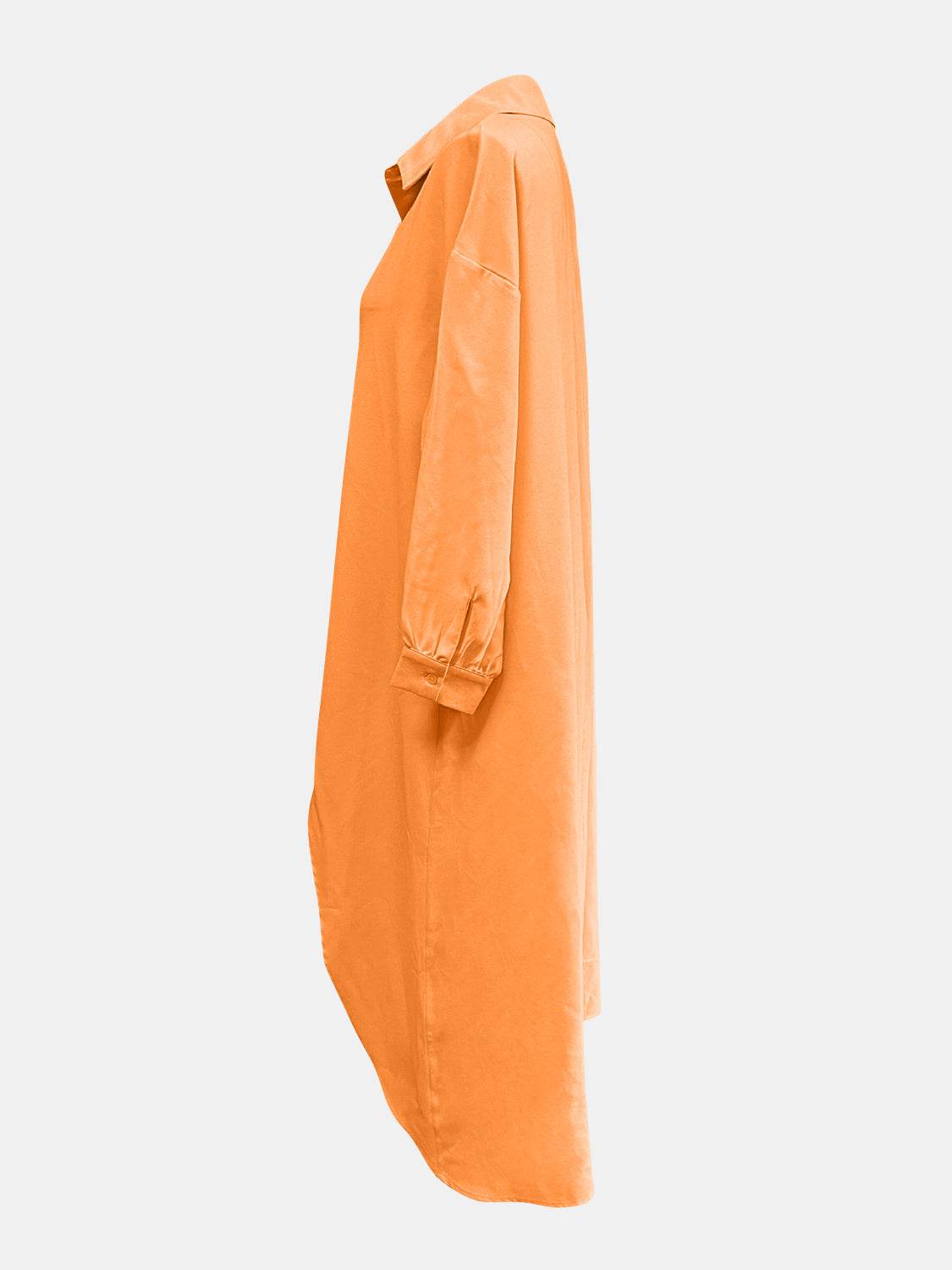 Full Size High-Low Collared Neck Long Sleeve Shirt - UnLaced Boutique