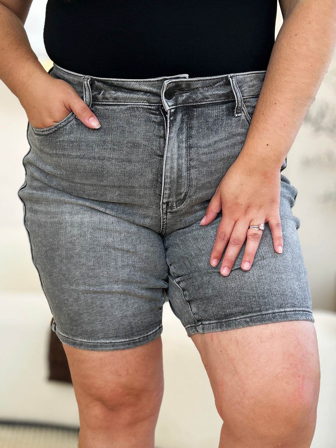 Judy Blue Full Size High Waist Washed Denim Shorts - UnLaced Boutique