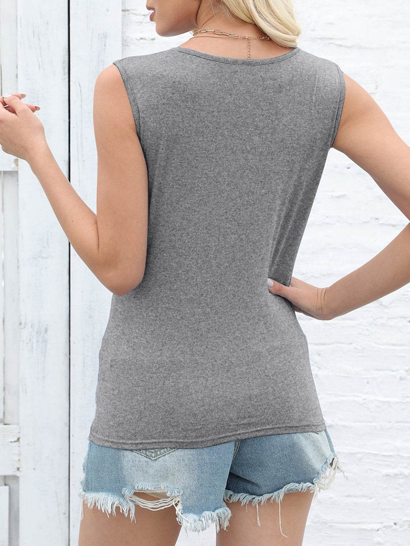 Cutout Twisted Round Neck Tank - UnLaced Boutique