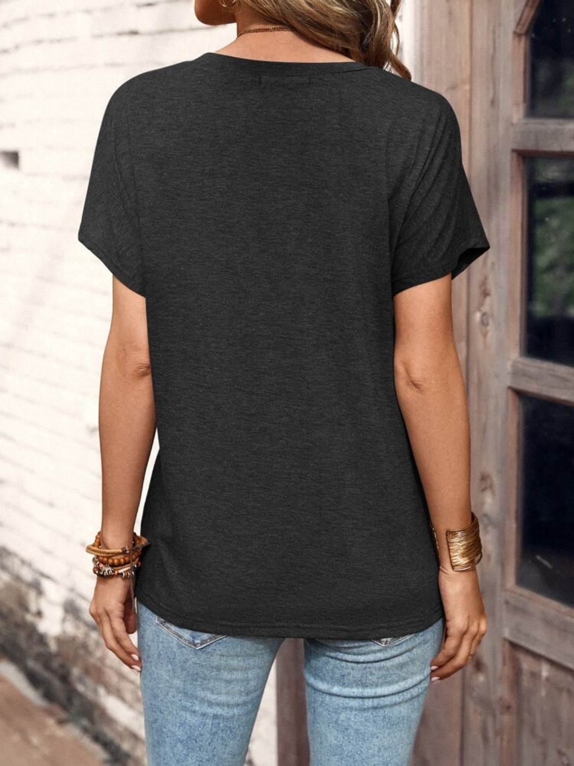 Half Button Short Sleeve Top - UnLaced Boutique