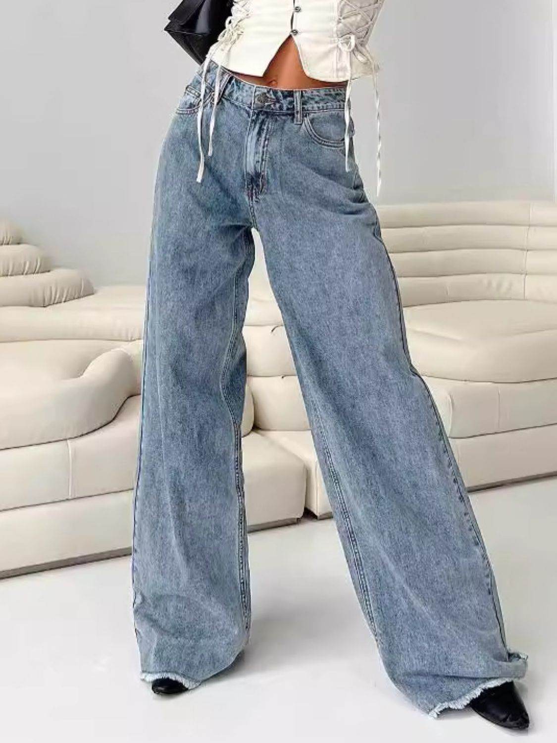 Wide Leg Jeans with Pockets - UnLaced Boutique