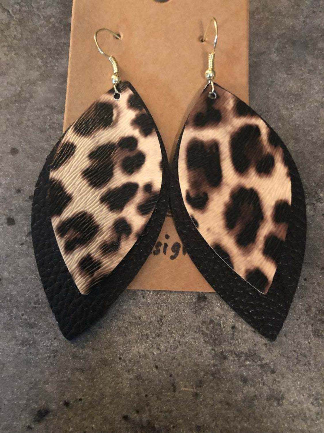 PU Leather Leaf Dangle Earrings - UnLaced Boutique