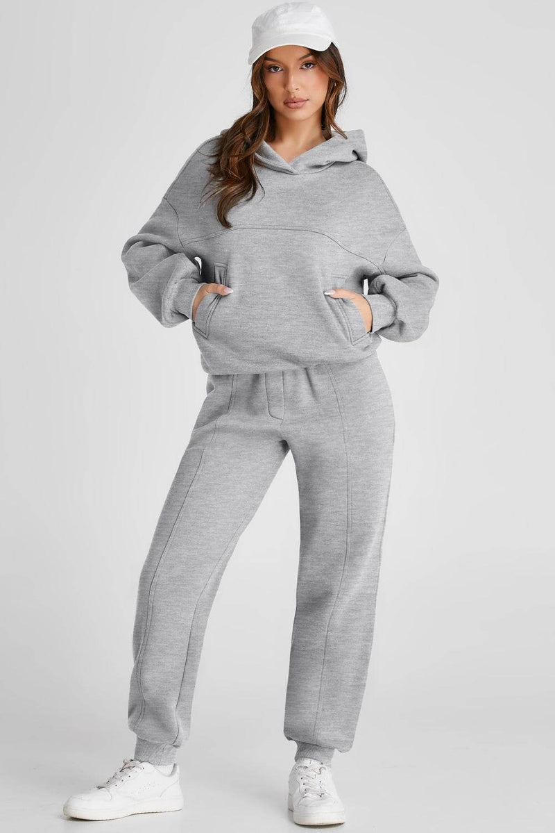 Dropped Shoulder Long Sleeve Hoodie and Pants Active Set - UnLaced Boutique