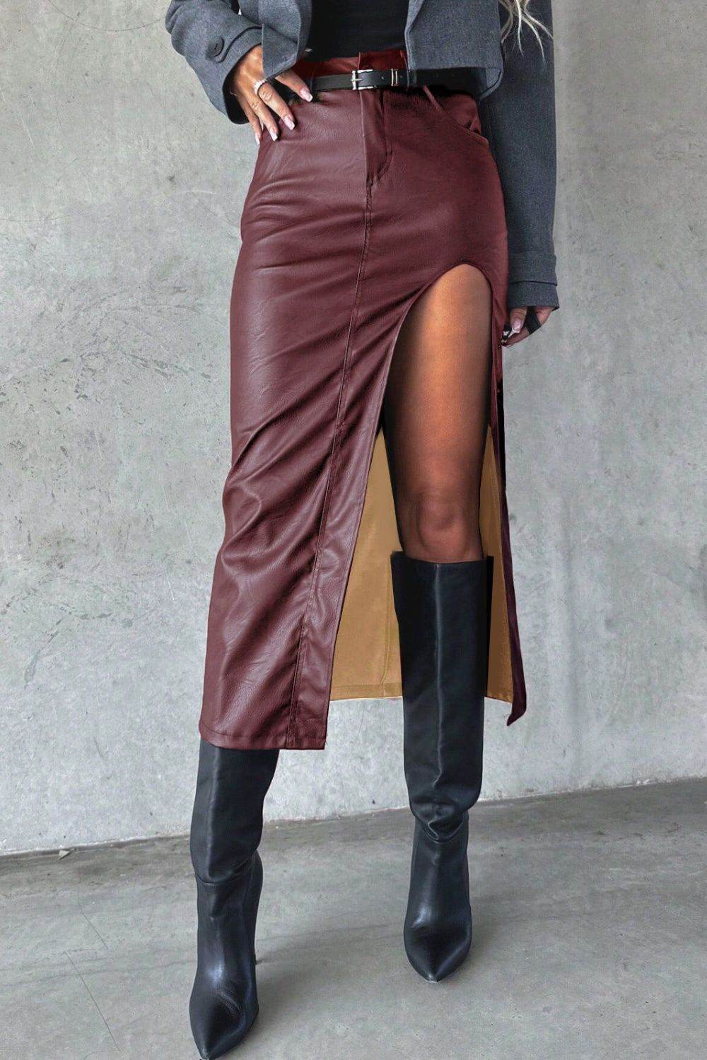 Slit Midi Skirt with Pockets - UnLaced Boutique