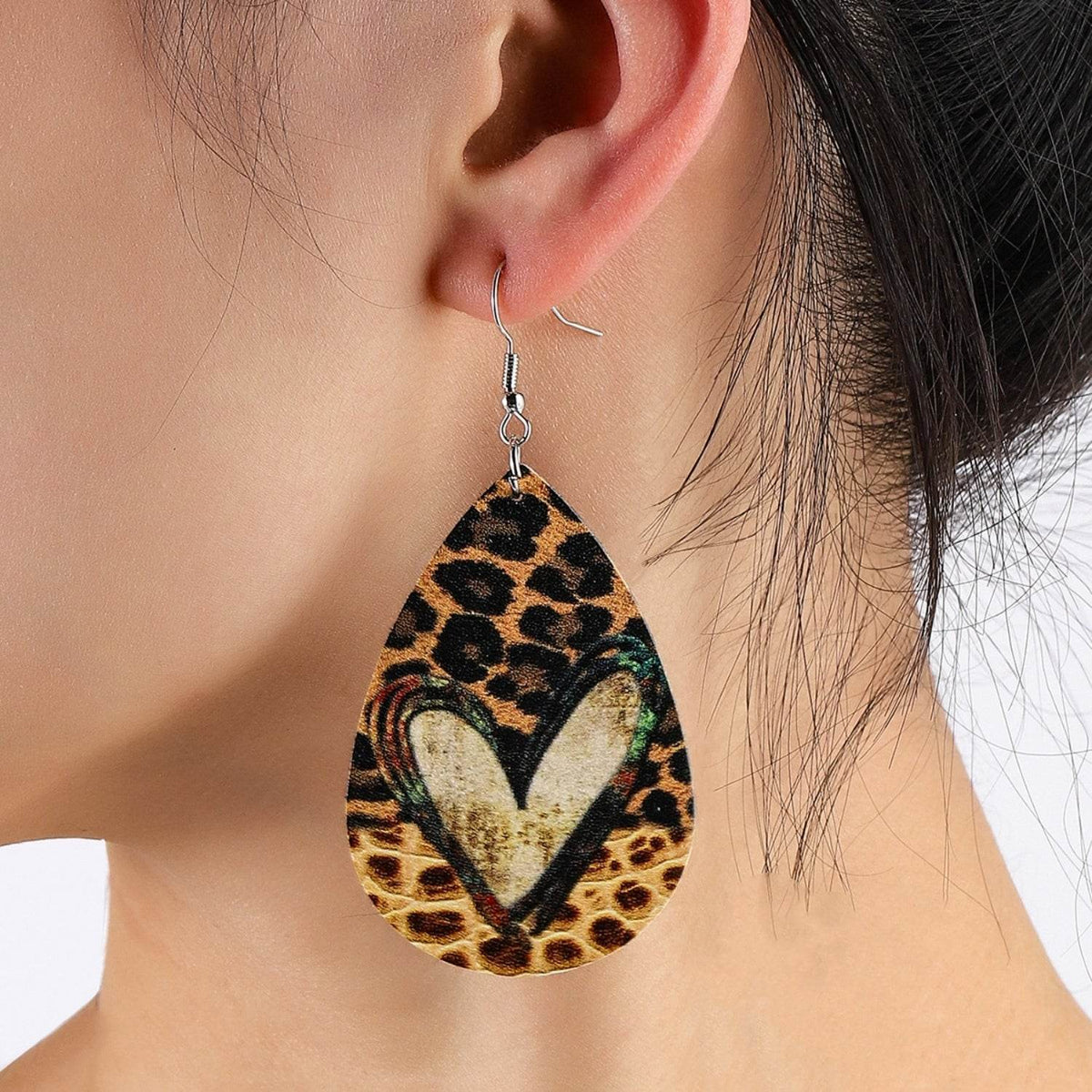 PU Leather Leopard Teardrop Earrings - UnLaced Boutique