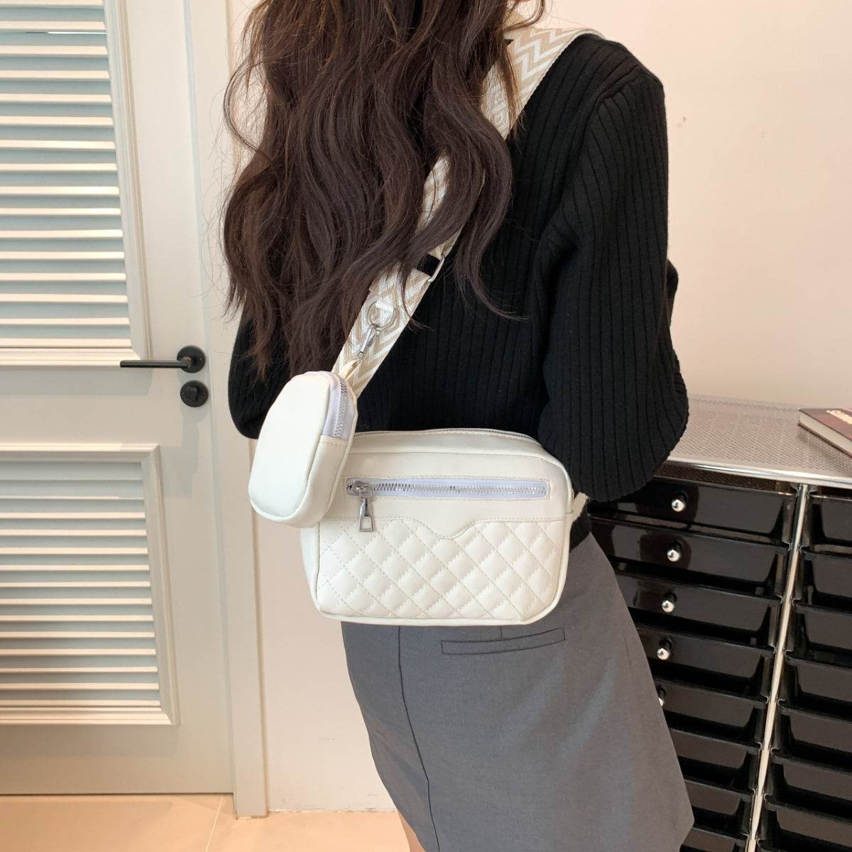 Stitching PU Leather Shoulder Bag - UnLaced Boutique