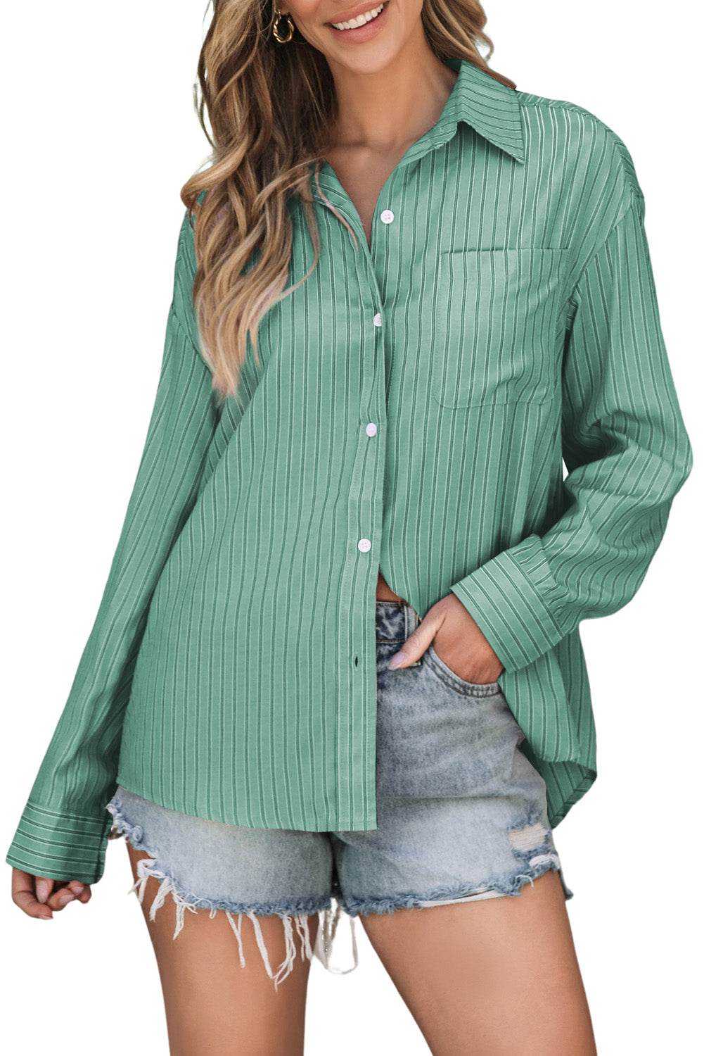 Striped Button Up Long Sleeve Shirt - UnLaced Boutique