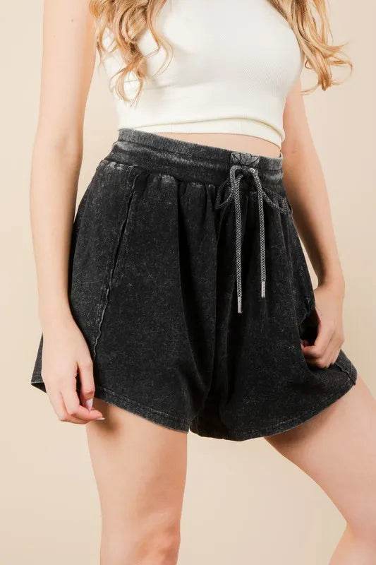 VERY J Mineral Washed Comfy Baggy Shorts - UnLaced Boutique