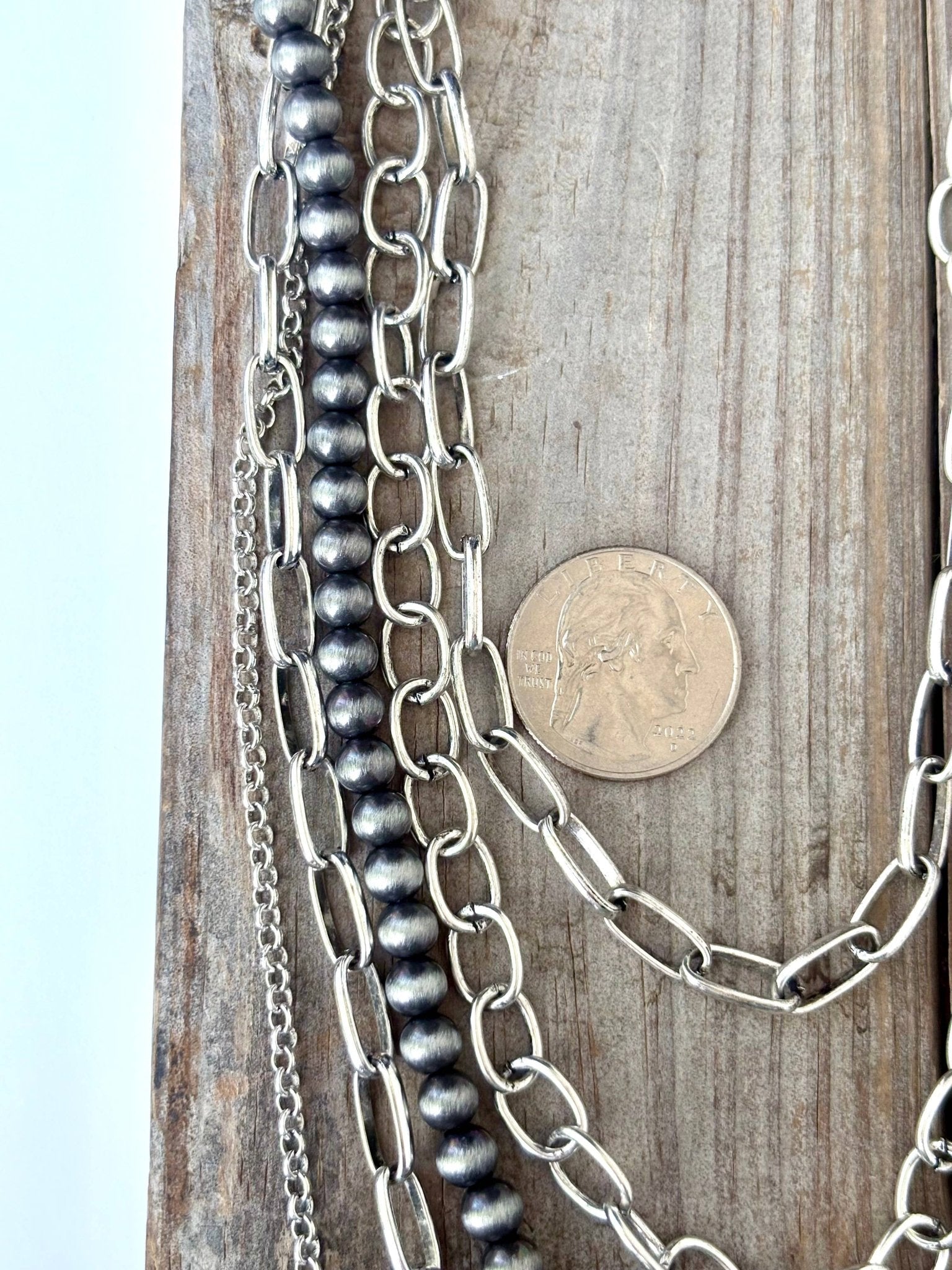 5 Layered Western Chunky Chain Navajo Pearl Necklace Set - UnLaced Boutique