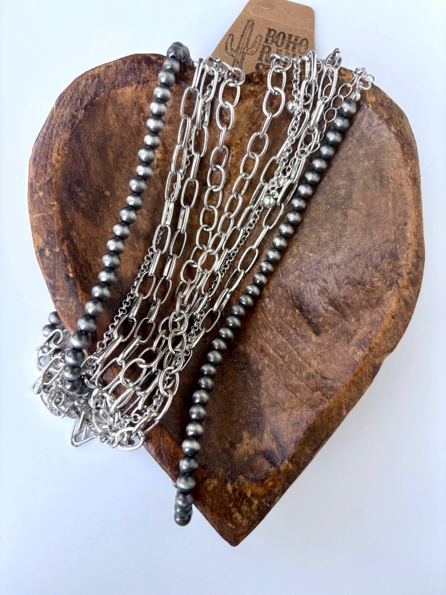 5 Layered Western Chunky Chain Navajo Pearl Necklace Set - UnLaced Boutique