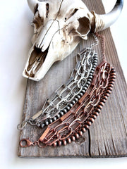5 Layered Western Chunky Chain & Navajo Style Pearl Bracelet - UnLaced Boutique