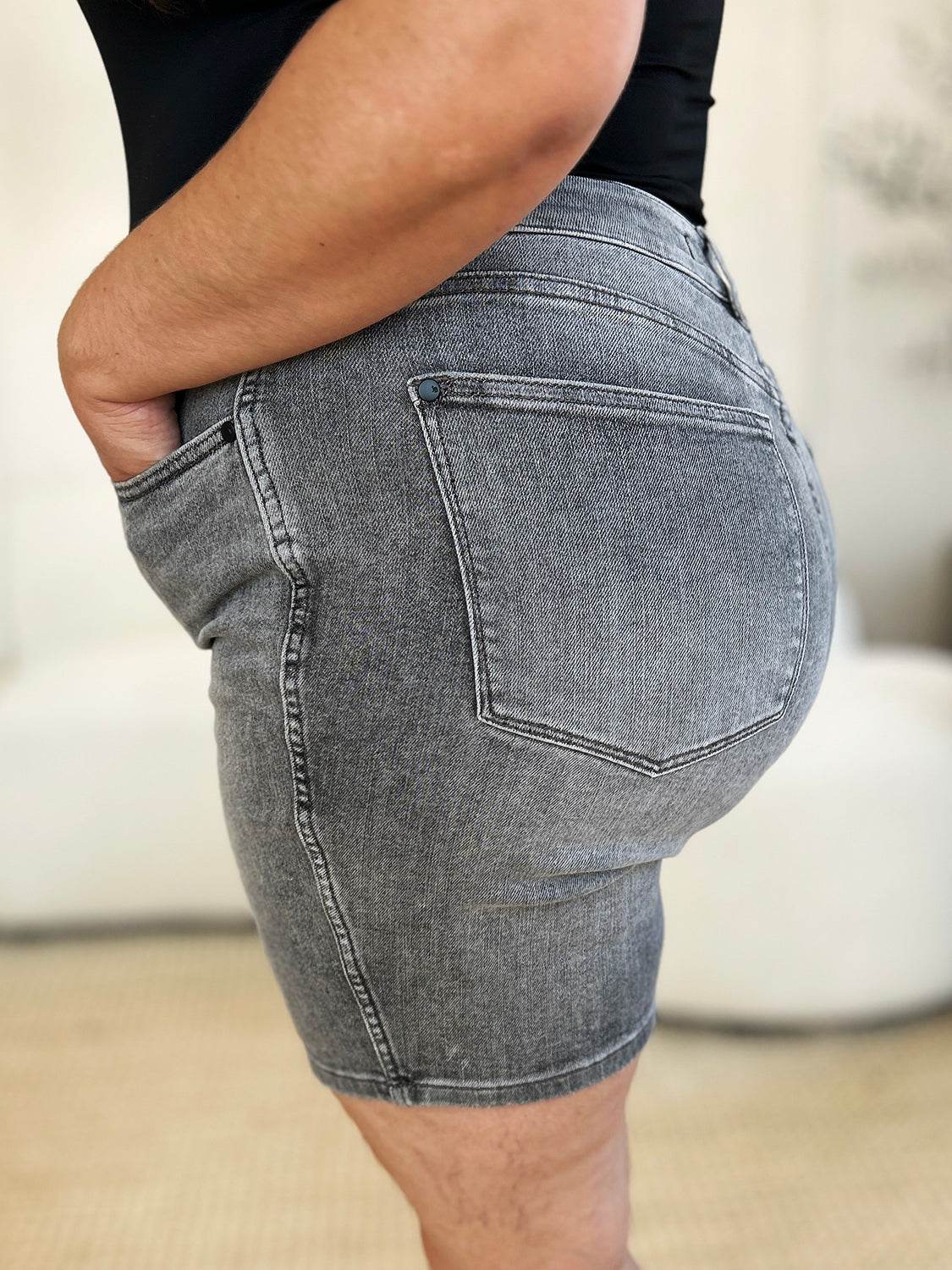 Judy Blue Full Size High Waist Washed Denim Shorts - UnLaced Boutique