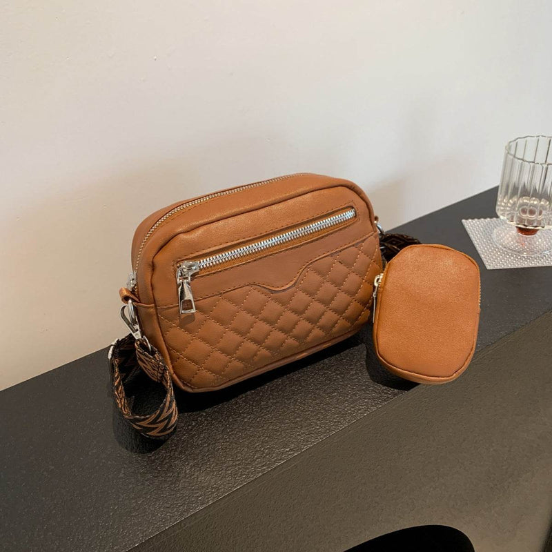 Stitching PU Leather Shoulder Bag - UnLaced Boutique