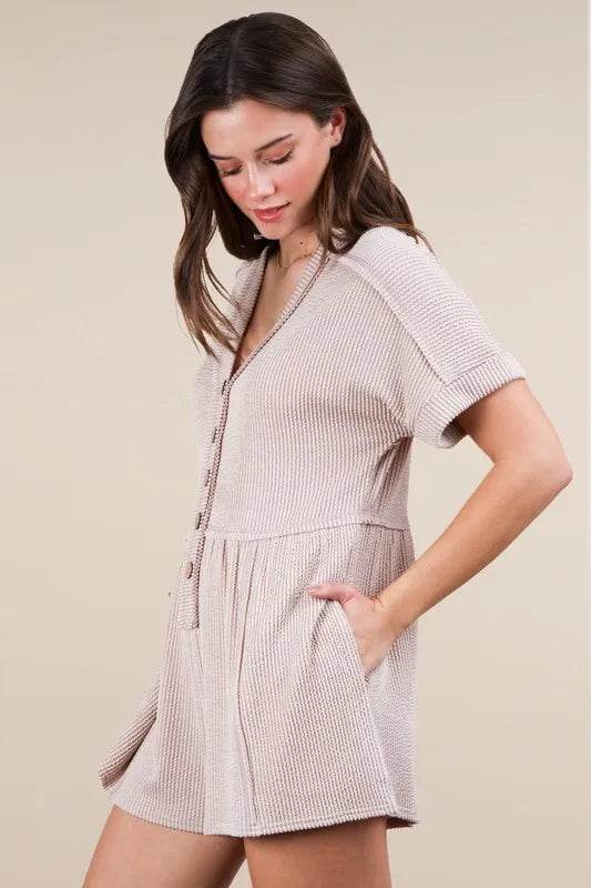VERY J Two Tone Ribbed Knit Comfy Casual Romper - UnLaced Boutique