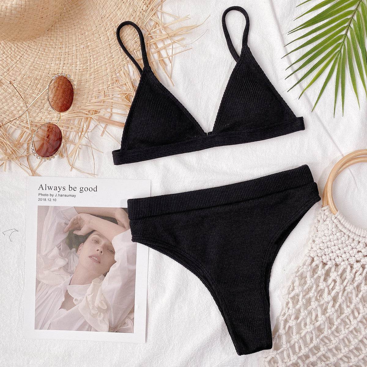 Spaghetti Strap Ribbed Bikini Set - UnLaced Boutique