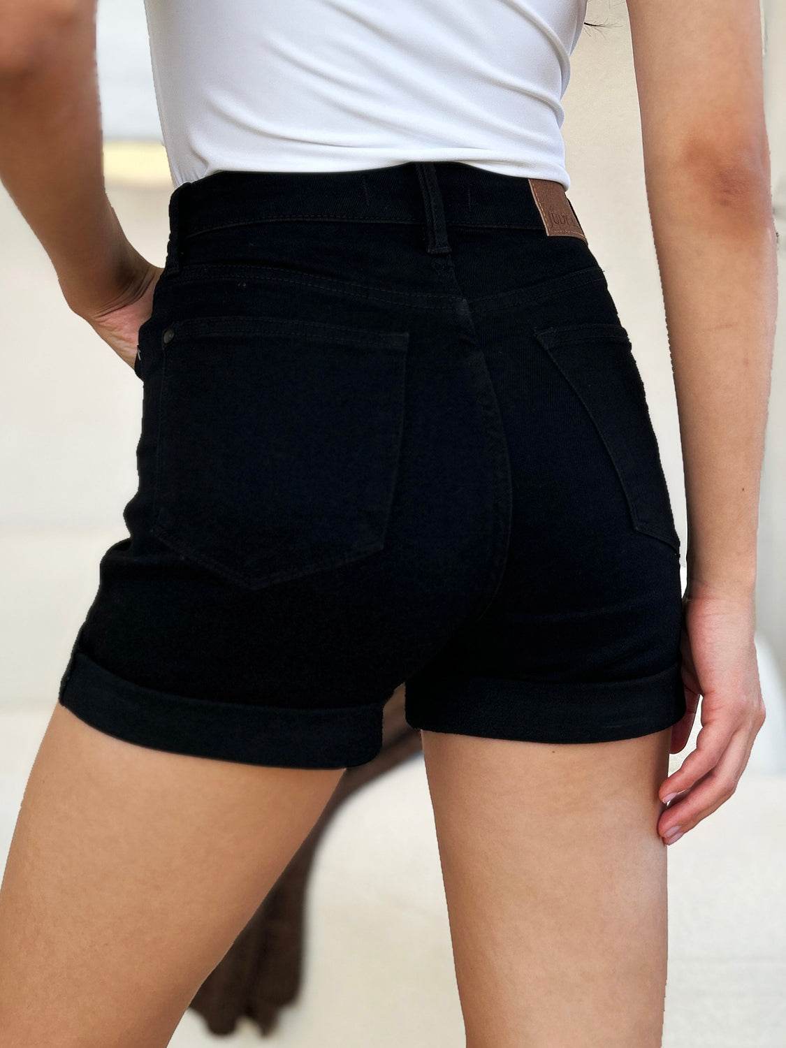 Judy Blue Full Size High Waist Tummy Control Cuffed Denim Shorts - UnLaced Boutique
