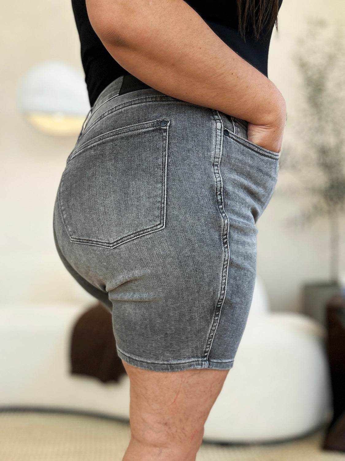 Judy Blue Full Size High Waist Washed Denim Shorts - UnLaced Boutique