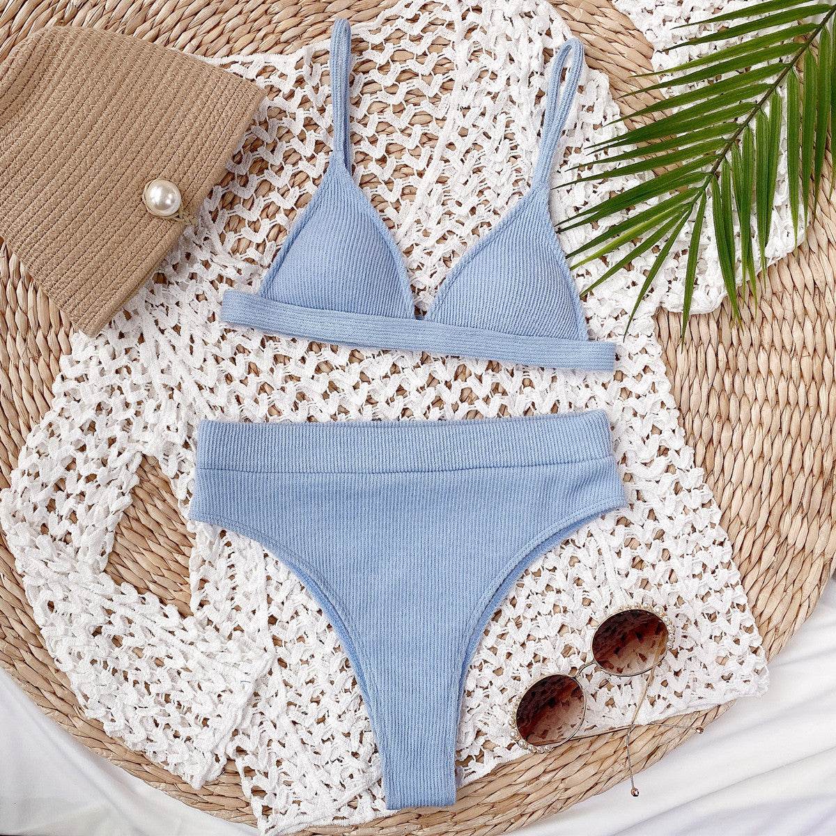 Spaghetti Strap Ribbed Bikini Set - UnLaced Boutique