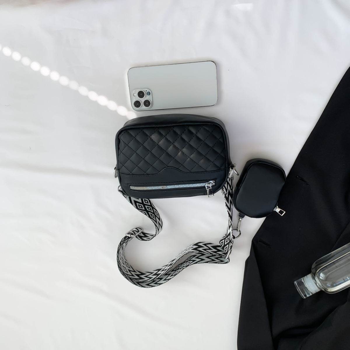 Stitching PU Leather Shoulder Bag - UnLaced Boutique