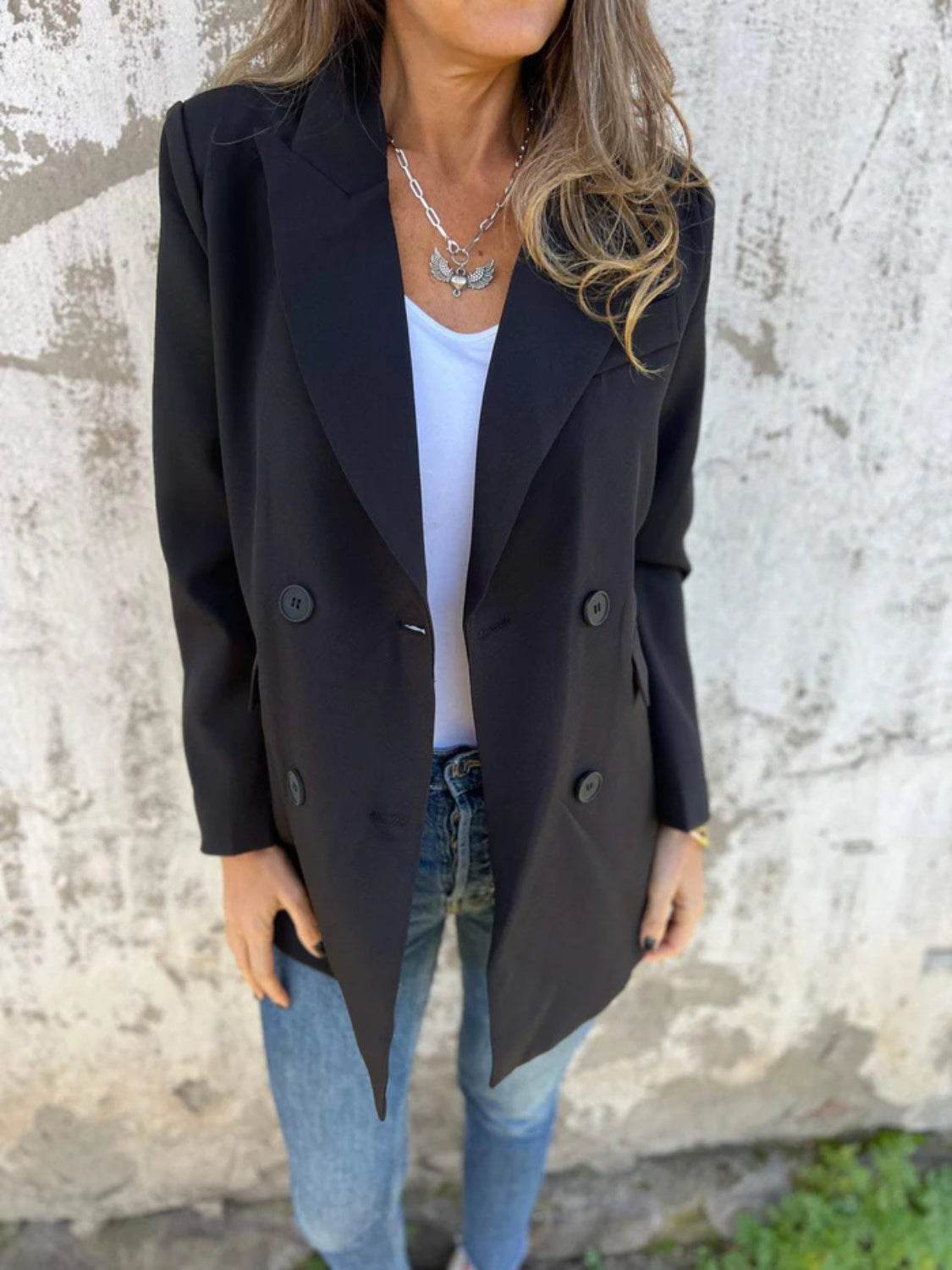 Full Size Collared Neck Long Sleeve Blazer - UnLaced Boutique
