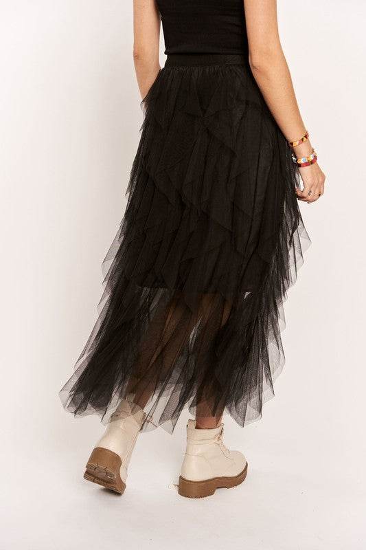 ADORA Ruffled Elastic Waist Midi Skirt - UnLaced Boutique