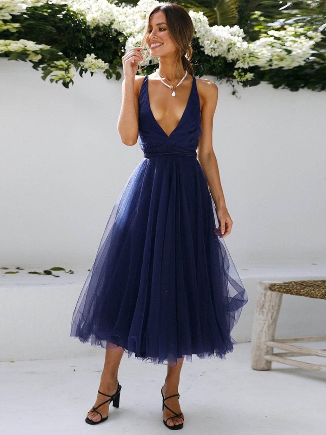 Backless Crisscross Sleeveless Midi Dress - UnLaced Boutique