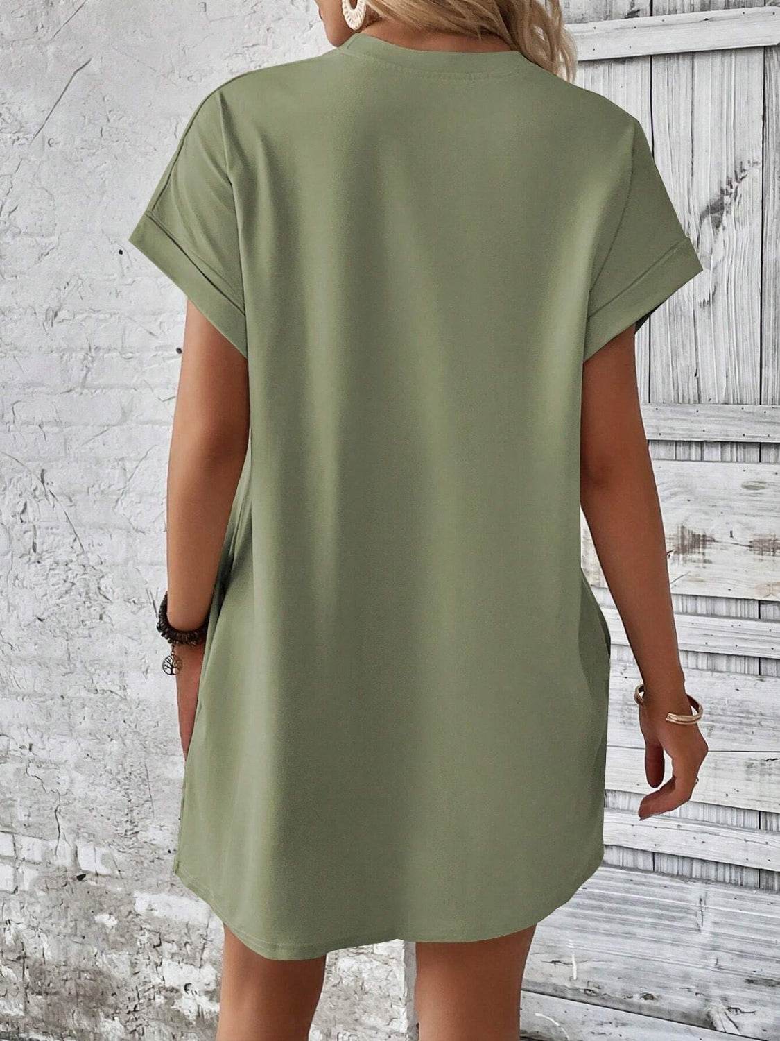 Round Neck Short Sleeve Mini Dress - UnLaced Boutique