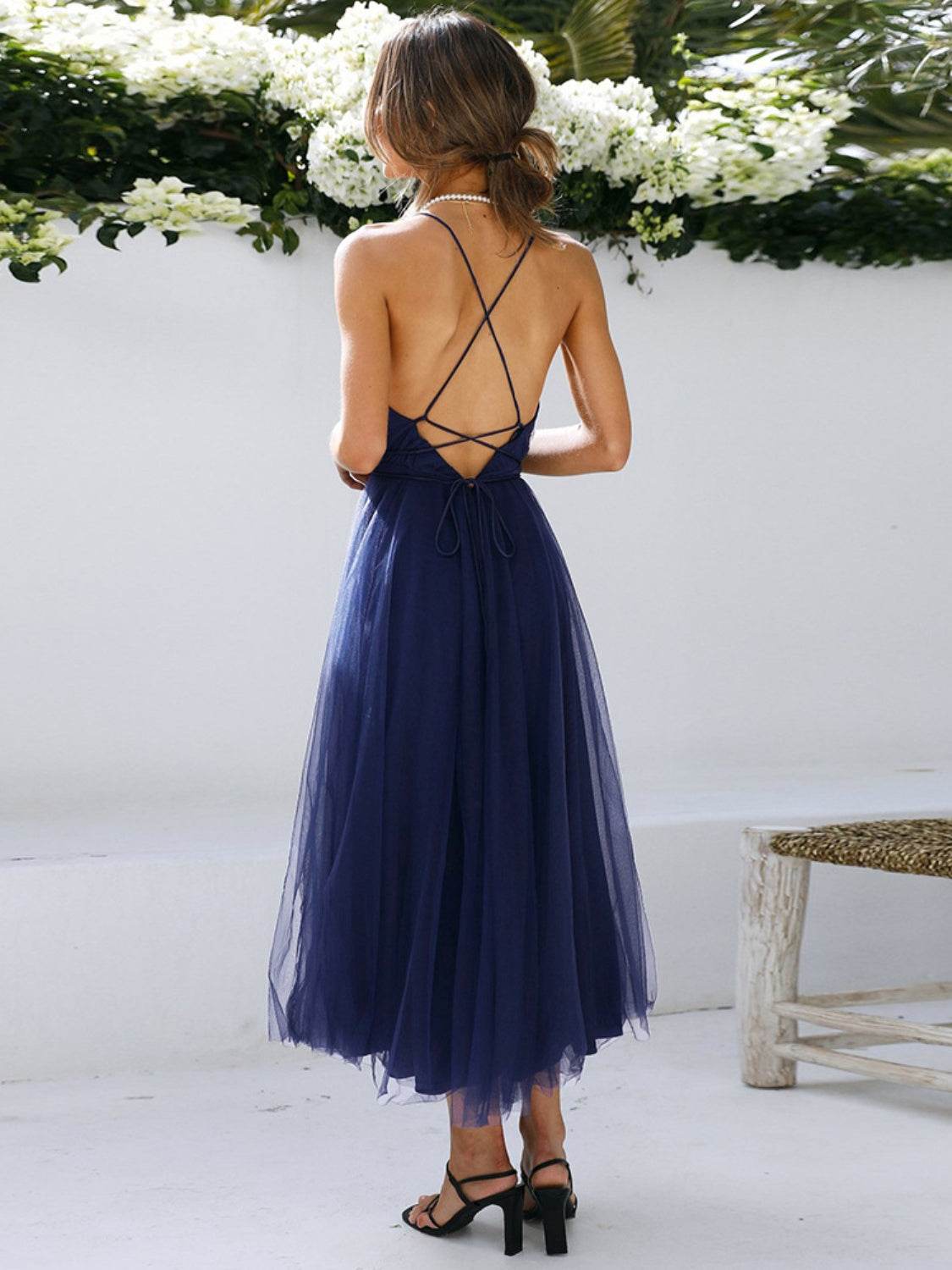 Backless Crisscross Sleeveless Midi Dress - UnLaced Boutique