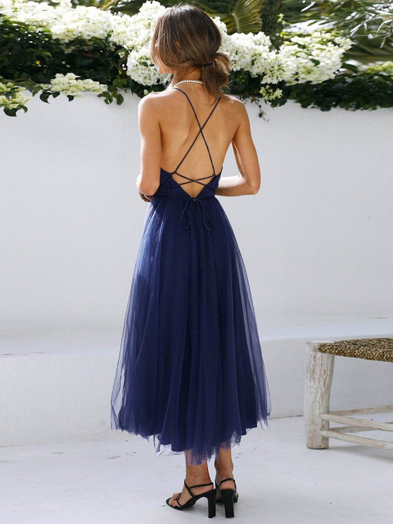Backless Crisscross Sleeveless Midi Dress - UnLaced Boutique