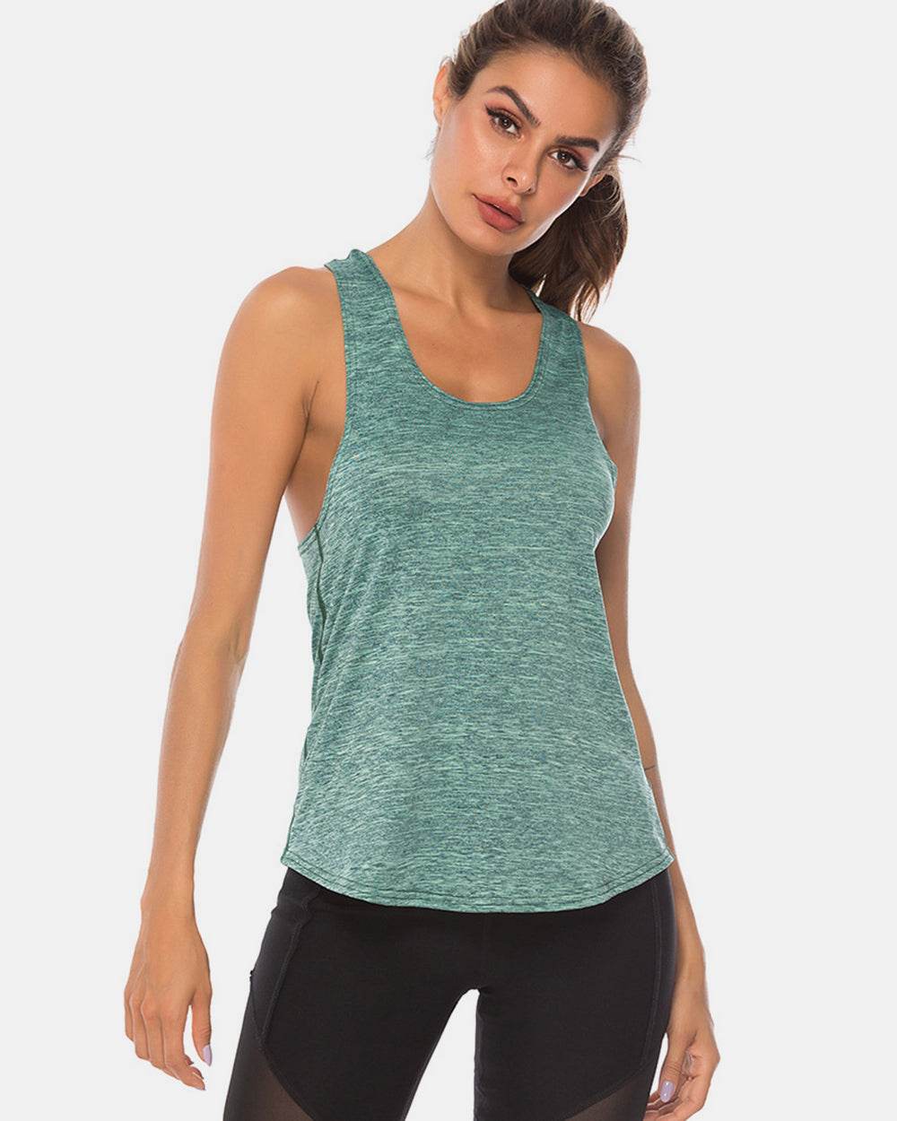 Full Size Scoop Neck Wide Strap Active Tank - UnLaced Boutique