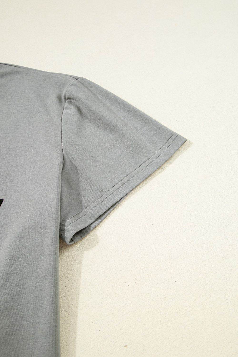 Letter Graphic Round Neck Short Sleeve T-Shirt - UnLaced Boutique
