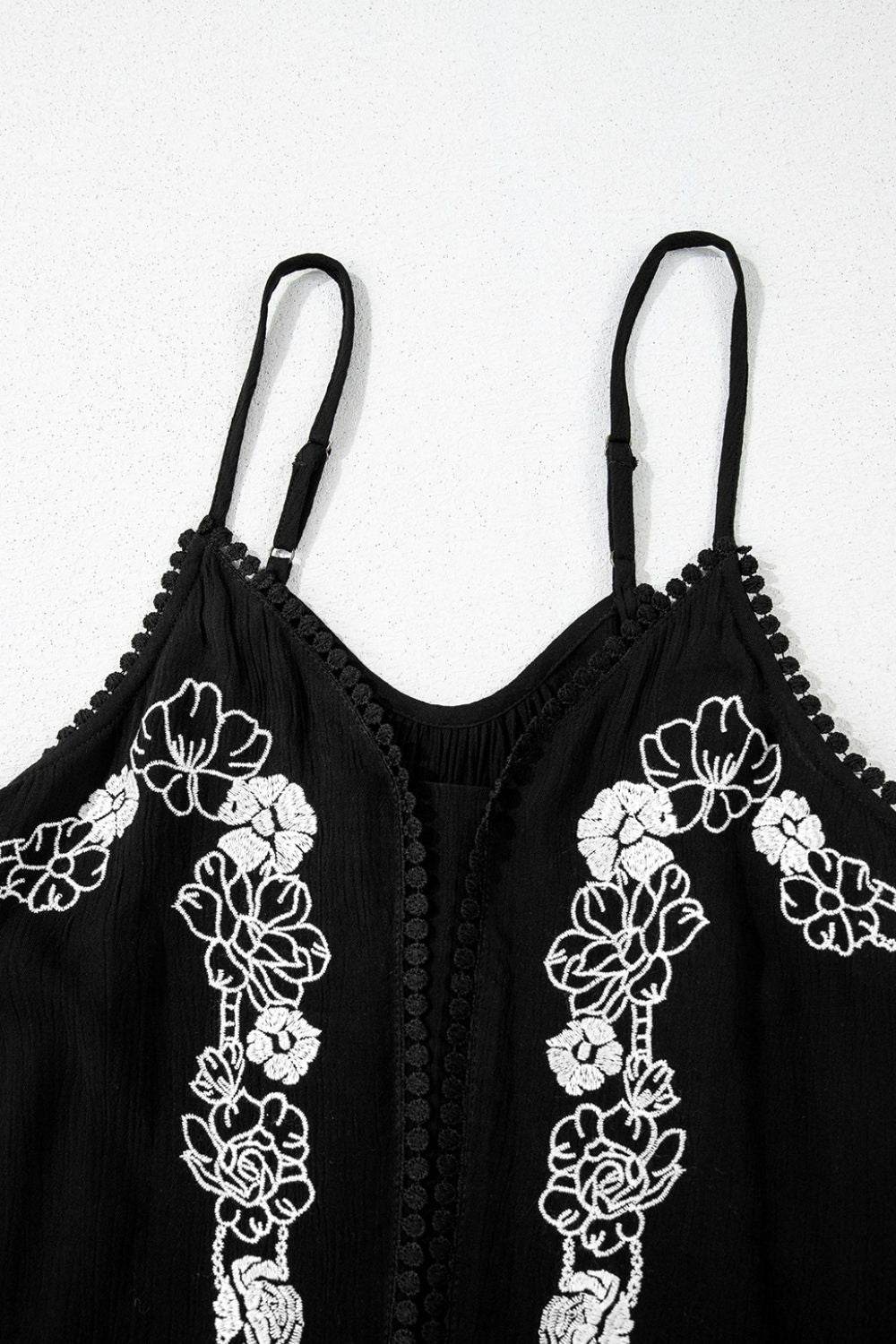 Floral Ruffled Hem Embroidery Cami - UnLaced Boutique