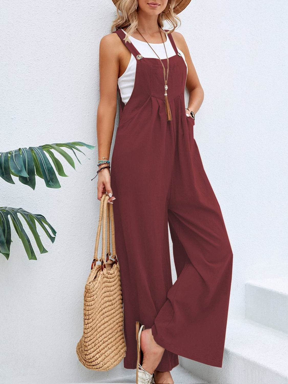 Full Size Square Neck Wide Strap Overalls - UnLaced Boutique