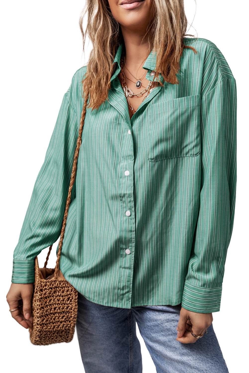 Striped Button Up Long Sleeve Shirt - UnLaced Boutique
