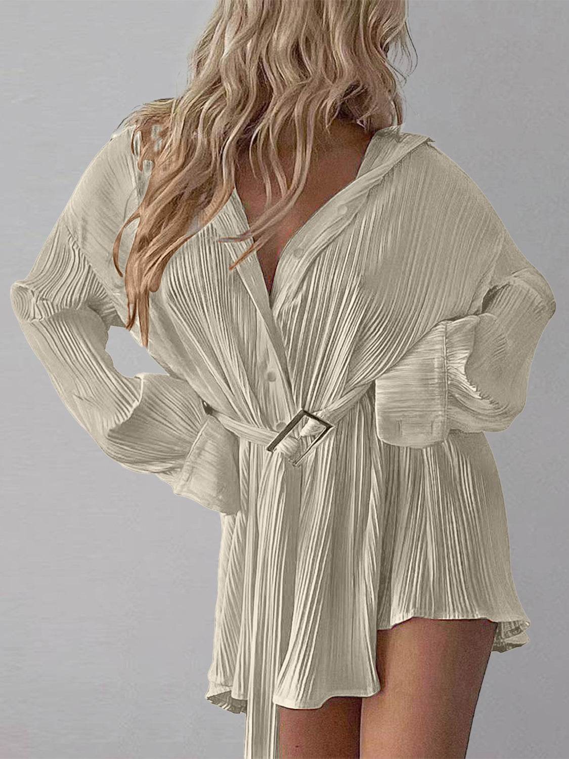 Button Up Dropped Shoulder Shirt Dress - UnLaced Boutique