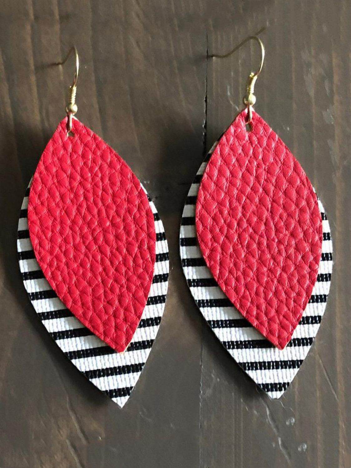 PU Leather Leaf Dangle Earrings - UnLaced Boutique
