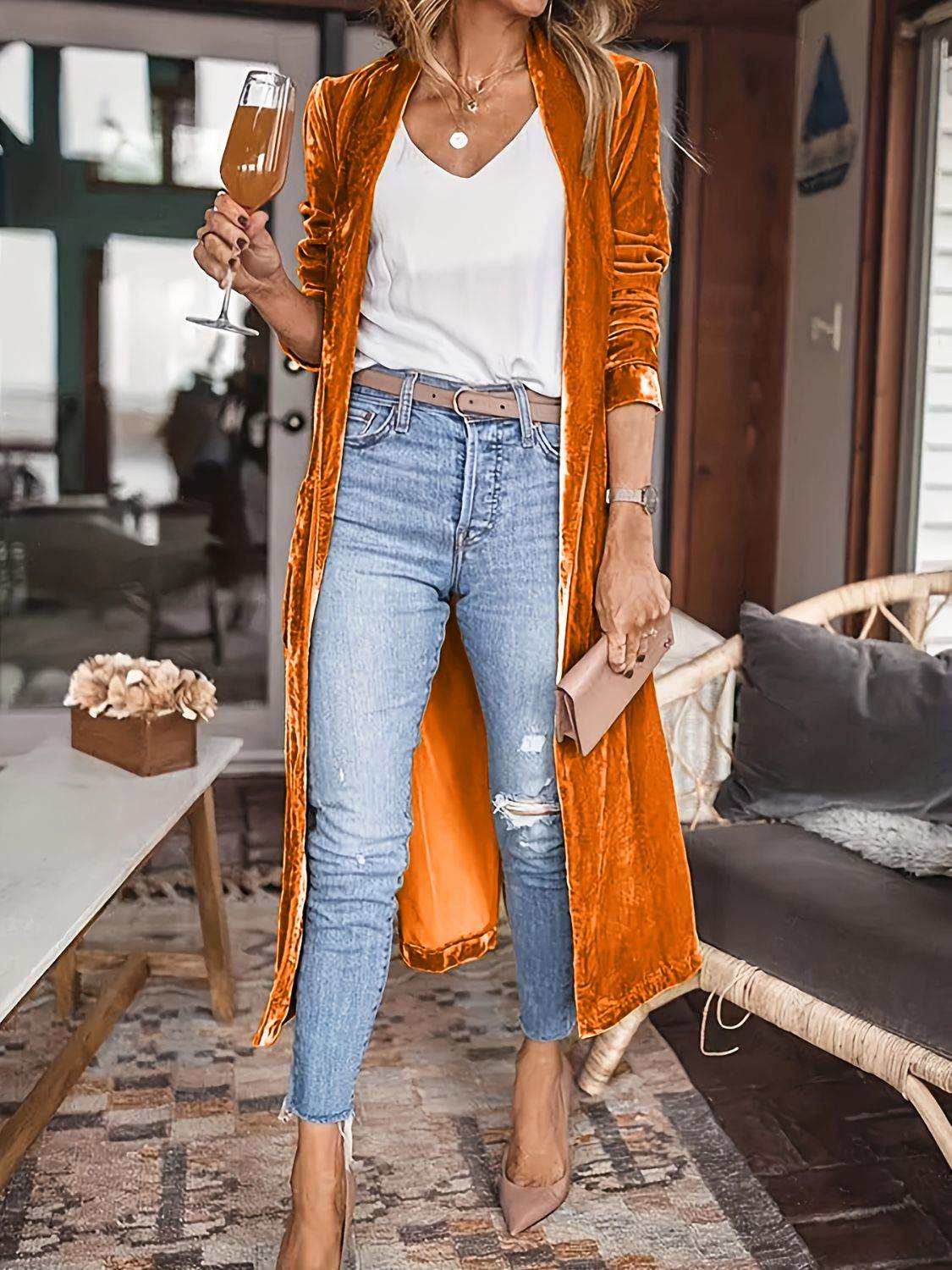 Open Front Long Sleeve Coat - UnLaced Boutique