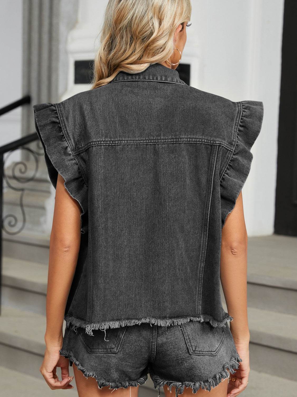 Raw Hem Cap Sleeve Denim Jacket - UnLaced Boutique