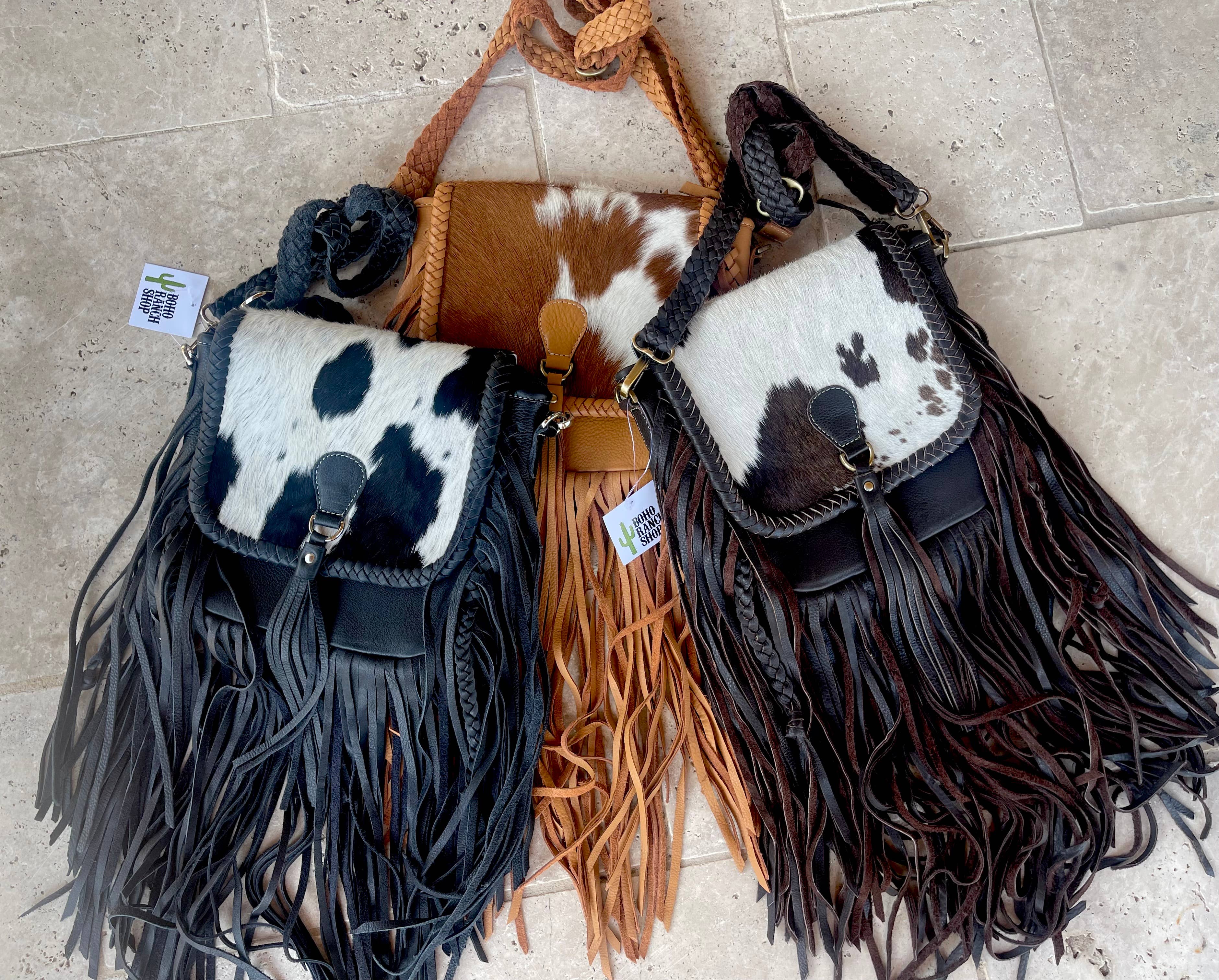 THE NANCY CROSSBODY Genuine Hairon Cowhide Leather Tassel