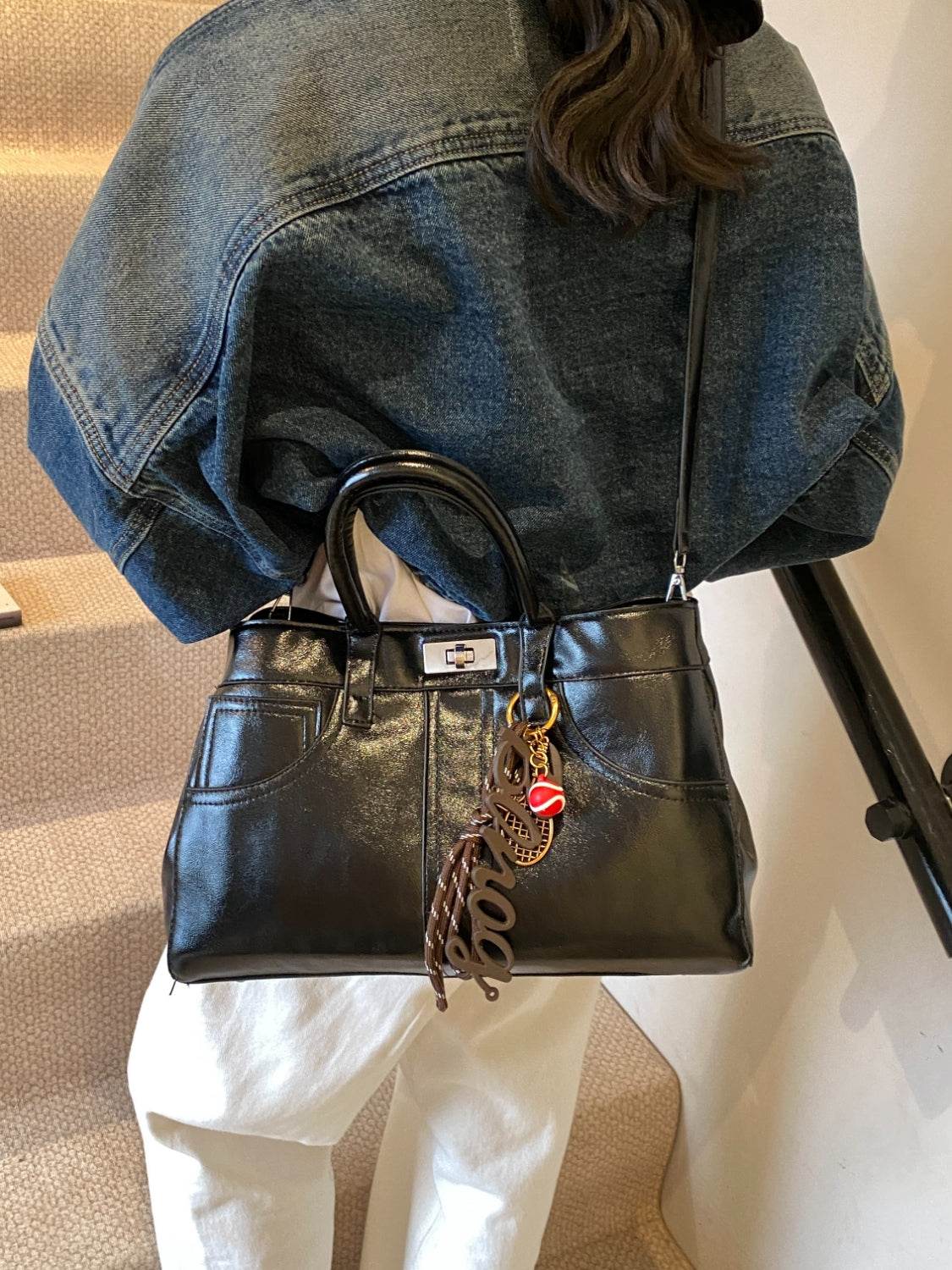PU Leather Handbag with Pendant - UnLaced Boutique