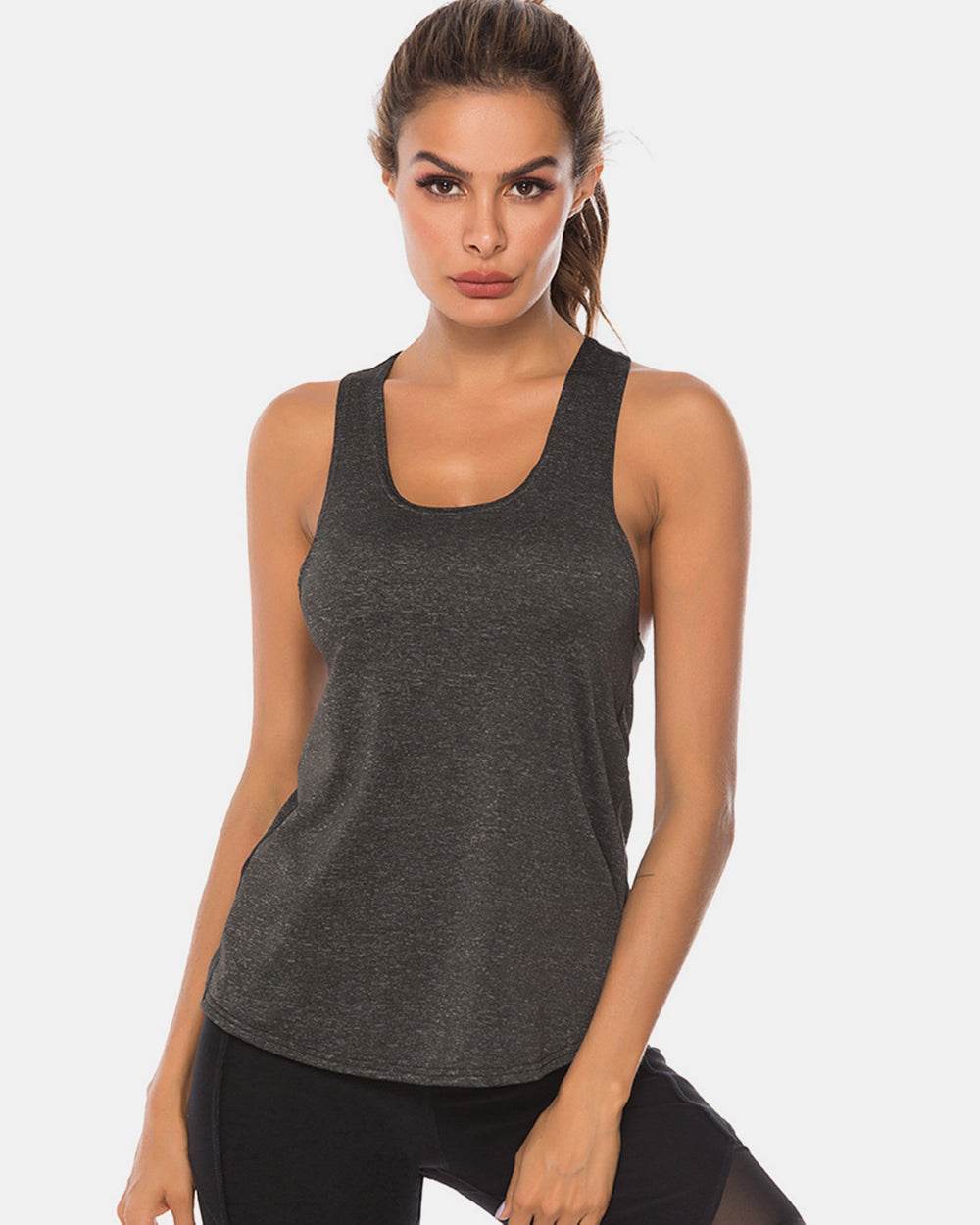 Full Size Scoop Neck Wide Strap Active Tank - UnLaced Boutique